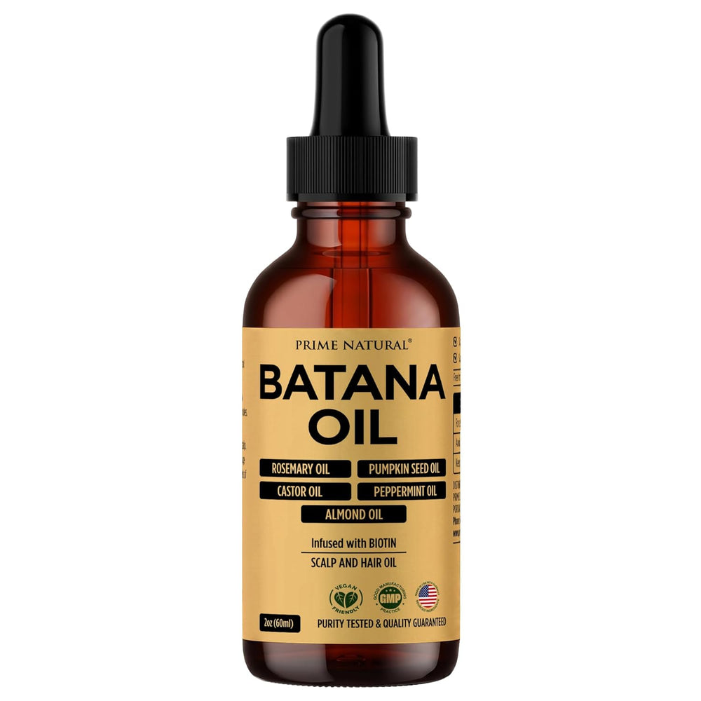 Hair Oil - Batana, Rosemary, Pumpkin Seed, Castor, Almond & Peppermint Oil - Biotin Infused Frizzy & Dry Scalp Care - 2Oz