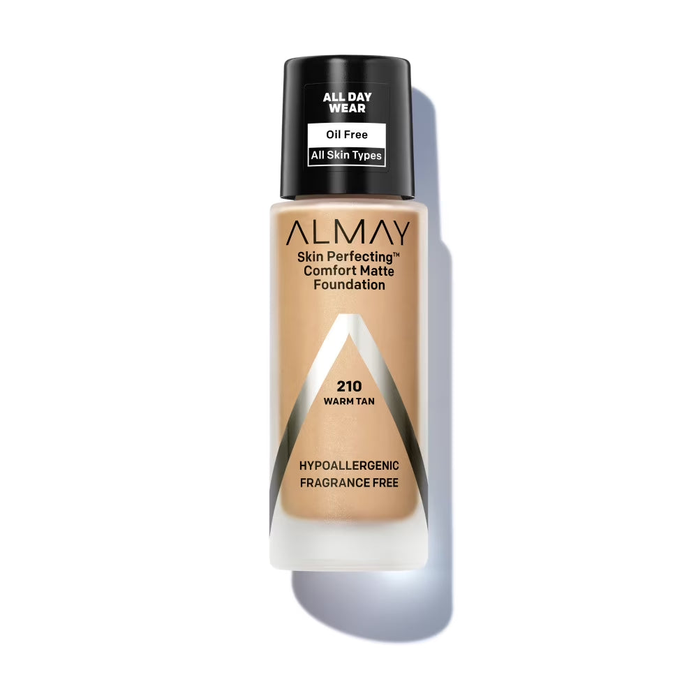 Skin Perfecting Comfort Matte Liquid Foundation, 210 Warm Tan, 1 Fl Oz