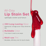 Lip Tint Stain Set, 2 PCS Korean Water Tint Lightweight Non-Sticky, Waterproof Long Lasting Liquid Blush & Lip Stain, Transfer-Proof, Matte Finish Lip Color Makeup (Made into Jam)