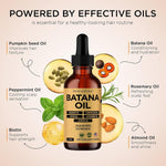 Hair Oil - Batana, Rosemary, Pumpkin Seed, Castor, Almond & Peppermint Oil - Biotin Infused Frizzy & Dry Scalp Care - 2Oz