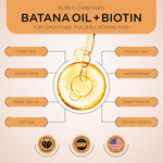 Hair Oil - Batana, Rosemary, Pumpkin Seed, Castor, Almond & Peppermint Oil - Biotin Infused Frizzy & Dry Scalp Care - 2Oz